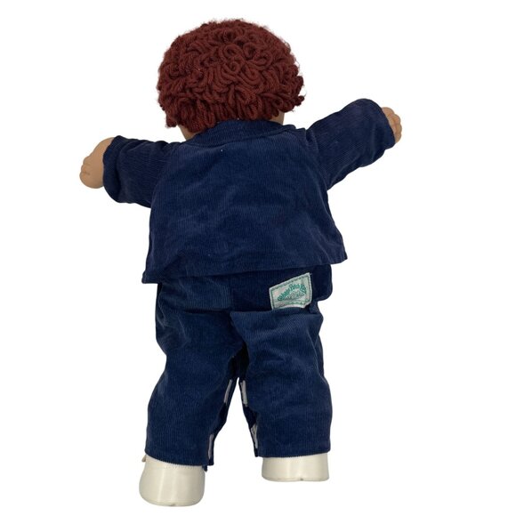 Cabbage Patch Kid Boy Doll 80's Red Curly Hair Corduroy Bear Suit Brown Eyes - Picture 3 of 16